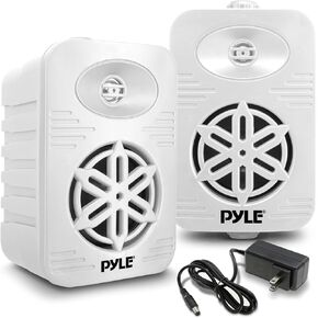 PlyeUSa Bluetooth Indoor Outdoor Speakers Pair - 300 Watt Dual Waterproof 4" 2-Way Full Range Speaker System w/ 1/2" High Compliance Polymer Tweeter - Home, Boat, Marine, Deck (White) (PDWRBT46WT)