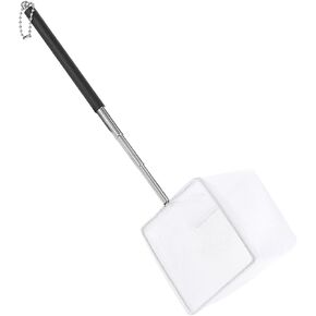 Aquarium Tank Net Small Square Fishing Net Stainless Steel Fish Shrimp Skimming Net Extendable Handle Shrimp Net Round Debris Skimming Net Pond Net Fish Scooper Net for Aquarium Fish Tank Pond (Black)
