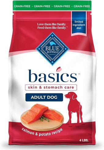 Blue Buffalo Basics Grain-Free Adult Dry Dog Food, Skin & Stomach Care, Limited Ingredient Diet for Dogs, Salmon Recipe, 4-lb. Bag in Saudi Arabia