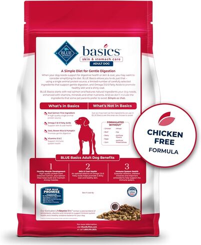 Blue Buffalo Basics Grain-Free Adult Dry Dog Food, Skin & Stomach Care, Limited Ingredient Diet for Dogs, Salmon Recipe, 4-lb. Bag in Saudi Arabia