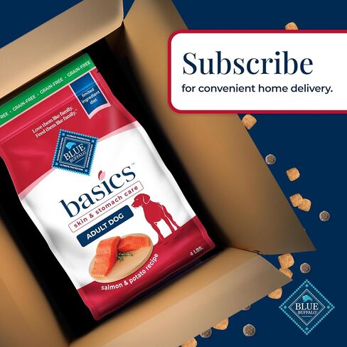 Blue Buffalo Basics Grain-Free Adult Dry Dog Food, Skin & Stomach Care, Limited Ingredient Diet for Dogs, Salmon Recipe, 4-lb. Bag in Saudi Arabia