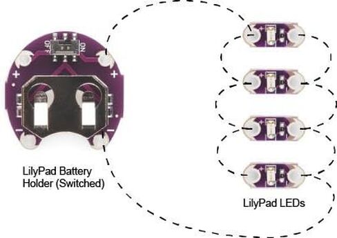 حامل بطارية Lilypad Arduino Coin Cell CR2032 مع مفتاح - حفظ البطاريات، إيقاف تشغيل مصابيح LED، حزمة من 2 in Kuwait
