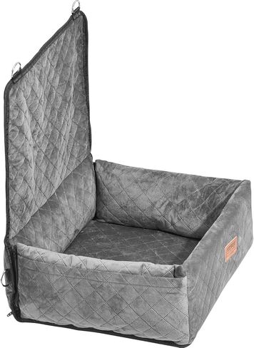 VEVOR Dog Car Seat, Dog Booster Seat for Car with A Storage Pocket, Clip-On Safety Leash, Sponge and PP Cotton Filling, Dog Car Bed for Small & Medium Dog up to 40lbs, Gray in Kuwait