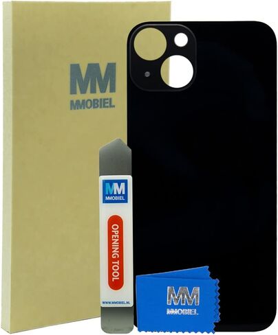 غطاء خلفي زجاجي بديل من MMOBIEL متوافق مع iPhone 13-6.1 بوصة - 2021 - بما في ذلك أداة الفتح واللاصق - منتصف الليل/أسود in Saudi Arabia