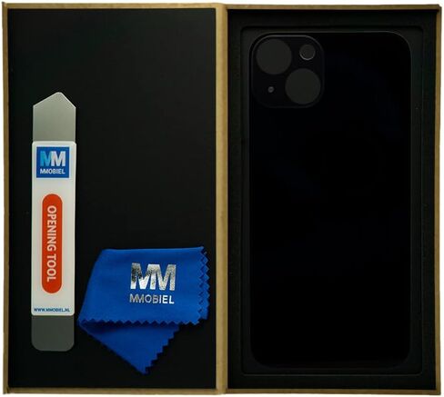 غطاء خلفي زجاجي بديل من MMOBIEL متوافق مع iPhone 13-6.1 بوصة - 2021 - بما في ذلك أداة الفتح واللاصق - منتصف الليل/أسود in Saudi Arabia