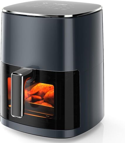 OLIXIS Air Fryer 6 Quart Capacity with Window Square Air Fryer 12-in-1 Air Fry, Roast, Reheat, Dehydrate, Bake, Steam with 400F Grey in Kuwait