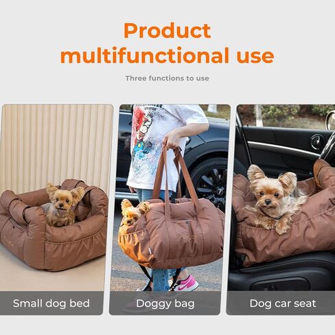 SRB Dog Car Seat for Small Dogs with Storage Pockets, Oxford Cloth Material Waterproof and Scratch-Resistant Thickened Memory Foam Filling, Dog Car Seats for Small Dogs Under 25, Fits for All Cars in Saudi Arabia