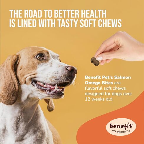 Omega 3 for Dogs - Skin & Coat Soft Chews for Dogs - Salmon Oil, EPA & DHA Fatty Acids - Itch Relief, Hot Spots, Shedding, Allergies & Hot Spot Relief - 120 Soft Chews, Made in USA in Kuwait