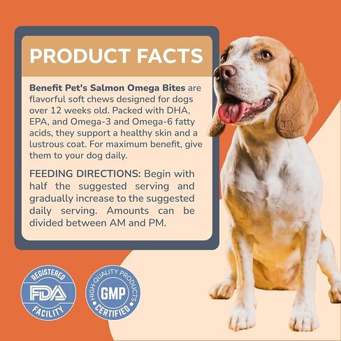 Omega 3 for Dogs - Skin & Coat Soft Chews for Dogs - Salmon Oil, EPA & DHA Fatty Acids - Itch Relief, Hot Spots, Shedding, Allergies & Hot Spot Relief - 120 Soft Chews, Made in USA in Kuwait