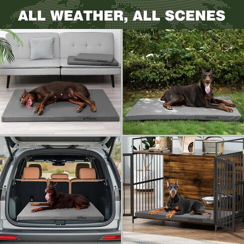 دائم في الهواء الطلق سرير الكلب مضغ دليل قفص الكلب حصيرة لمدة تصل إلى 60 رطلا الكلاب الكبيرة مع غطاء مقاوم للماء قابل للإزالة وقابل للغسل in Kuwait