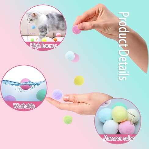 لعبة كرة القطط BenePoint 30 قطعة، كرات قطط نطاطة مقاس 2.5 سم بألوان عشوائية، ألعاب قطط ناعمة تفاعلية للقطط الداخلية لتقليل القلق والاستمتاع والحفاظ على لياقتك (ب) in Kuwait
