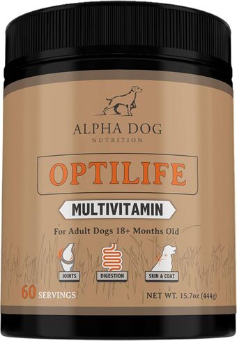 OptiLife Dog Multivitamin Powder - Adult Dog Multivitamin with Probiotics, Allergy Support, Joint Support, Skin & Coat Support - Dog Vitamins and Supplements - Multivitamin for Dogs (30 Servings) in Saudi Arabia