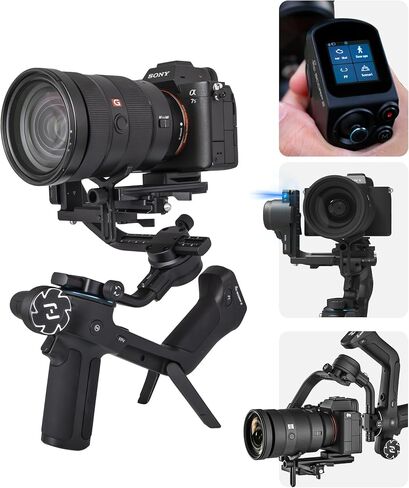 FeiyuTech Scorp Mini 3-Axis All in One Gimbal Stabilizer for Mirrorless Camera with Short Lens, Compact Cameras, Action Camera Gopro, 54-88mm Width iPhone 14 Pro, 1.3" Touch Screen, 2.6lbs Payload in Saudi Arabia