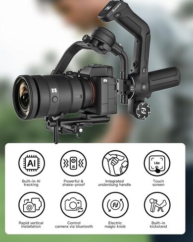 FeiyuTech Scorp Mini 3-Axis All in One Gimbal Stabilizer for Mirrorless Camera with Short Lens, Compact Cameras, Action Camera Gopro, 54-88mm Width iPhone 14 Pro, 1.3" Touch Screen, 2.6lbs Payload in Saudi Arabia