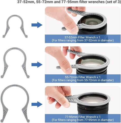 3 Packs Camera Lens Filter Wrench Kit, CPL UV ND Filter Removal Wrench Tool Set, Fit 37mm-52mm 55mm-72mm 77mm-95mm Lens Thread for Canon Nikon Sony Fujifilm Olympus Panasonic and Other Camera in Saudi Arabia