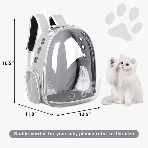Pet Backpack Carrier with Harness Backpack for Cats, Small Dogs, Bunnies etc with Harness Included, Pet Carrier for Traveling, Walking, Hiking and Outdoor Activities (Grey) in Saudi Arabia