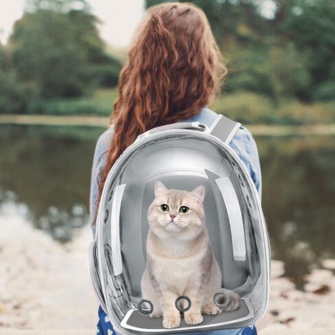 Pet Backpack Carrier with Harness Backpack for Cats, Small Dogs, Bunnies etc with Harness Included, Pet Carrier for Traveling, Walking, Hiking and Outdoor Activities (Grey) in Saudi Arabia