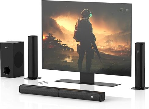 Wohome 2.1 Sound Bar for Smart TV with 5 Inches Subwoofer, 2 in 1 Detachable Soundbar with LED Colorful Backlight, Bluetooth 5.3, Optical, AUX, USB Input, Bass Adjustable, Remote/Button Control in Saudi Arabia