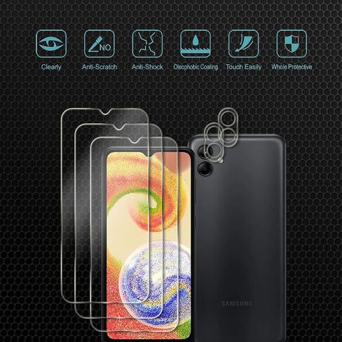 CHRINCY [4 عبوات] واقي شاشة للخصوصية مكون من عبوتين متوافق مع هاتف Galaxy A04 مع عبوتين من واقي عدسة الكاميرا، صلابة 9H، طبقة حماية من الزجاج المقوى المضاد للتجسس in Kuwait