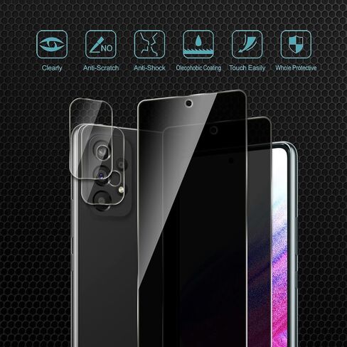 CHRINCY [4 عبوات] واقي شاشة للخصوصية مكون من عبوتين متوافق مع هاتف Galaxy A04 مع عبوتين من واقي عدسة الكاميرا، صلابة 9H، طبقة حماية من الزجاج المقوى المضاد للتجسس in Kuwait