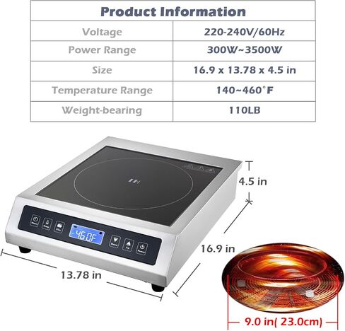 Portable Induction Cooktop, Commercial Range Countertop Burner, 1800W/120V Induction Burner with Sensor Touch and LCD Screen,Hot Plate Electric Stove for Cooking in Saudi Arabia