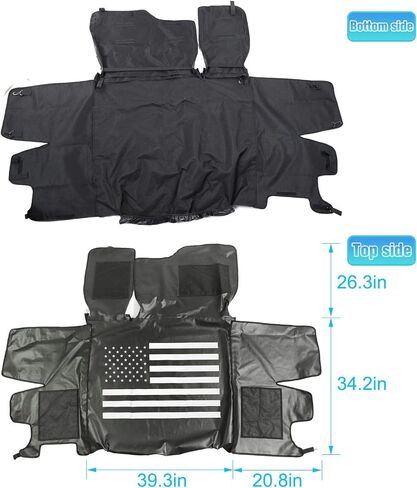 JeCar for Wrangler JL Pet Dog حاجز المقعد الخلفي مقسم غطاء صندوق السيارة مقاوم للماء غطاء مقعد الحيوانات الأليفة لـ 2018-2023 Jeep Wrangler JL & Unlimited 4 أبواب (العلم الأمريكي) in Saudi Arabia