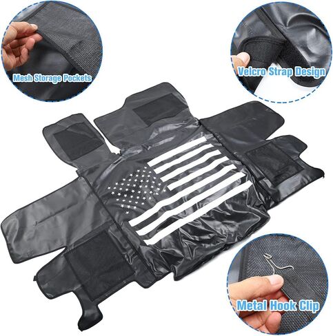 JeCar for Wrangler JL Pet Dog حاجز المقعد الخلفي مقسم غطاء صندوق السيارة مقاوم للماء غطاء مقعد الحيوانات الأليفة لـ 2018-2023 Jeep Wrangler JL & Unlimited 4 أبواب (العلم الأمريكي) in Saudi Arabia