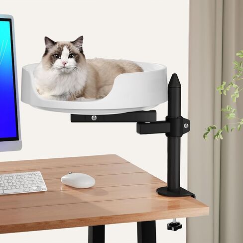Cat Bed for Desk Elevated Cat House Over Desk Keeps Kitten Cat Close and Workspace Clear Cat Box with Pet Cushions (45° Rotatable) in Saudi Arabia