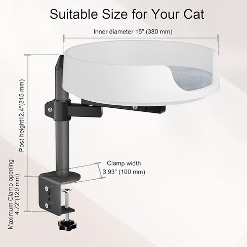 Cat Bed for Desk Elevated Cat House Over Desk Keeps Kitten Cat Close and Workspace Clear Cat Box with Pet Cushions (45° Rotatable) in Saudi Arabia