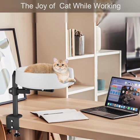 Cat Bed for Desk Elevated Cat House Over Desk Keeps Kitten Cat Close and Workspace Clear Cat Box with Pet Cushions (45° Rotatable) in Saudi Arabia