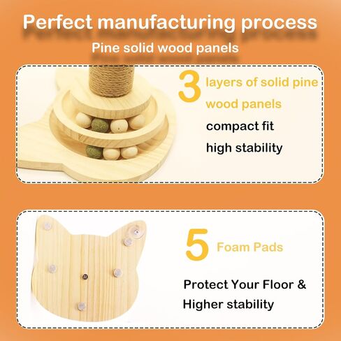 Cat Scratching Post with Sisal & Pine Wood, Interactive Ball Track & Hanging Toys – Perfect for Indoor Cats & Kittens, Includes Catnip Balls in Saudi Arabia