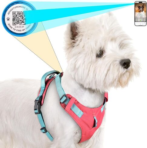 AdventureMore Lightweight Dog Harness with QR Code Dog Tag Breathable Escape Proof Vest Harness for Puppy Small Medium Dogs and Cats Easy to Put On and Control for Training Walking XXS Pink-Blue in Saudi Arabia