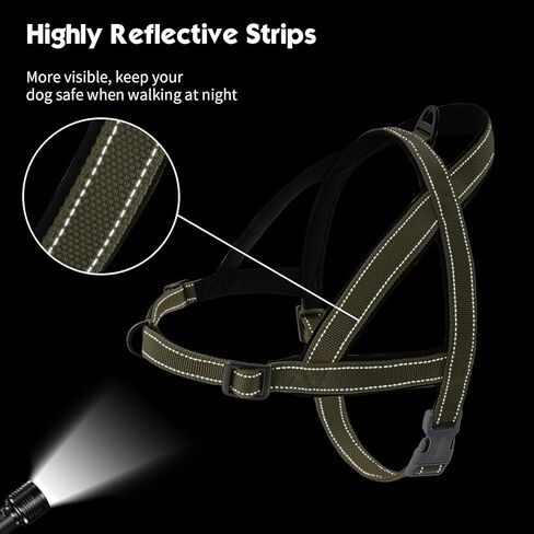 حزام مضاد للسحب للكلاب، حزام عاكس للجراء بمقبض ناعم مبطن، حزام للحيوانات الأليفة مقاوم للهروب/سريع التركيب وقابل للتعديل للكلاب الصغيرة والمتوسطة والكبيرة، سهل للتدريب على المشي (أحمر، صغير) in Kuwait