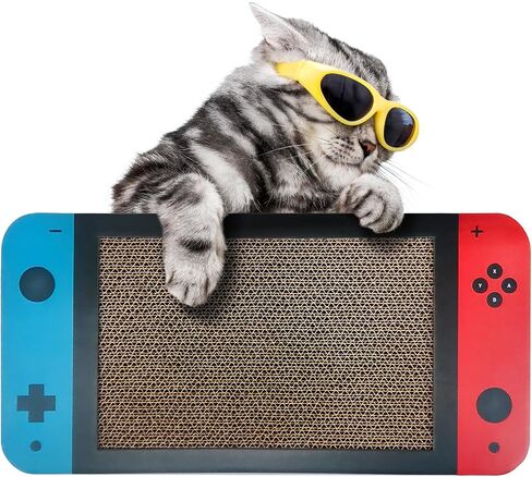 Gaming Cat Scratcher, Double Sided Cat Scratching Pad with Stickers, Game Theme Cute Kitten Interactive Toy, Kitten Toy & Cat Scratching Pad in Saudi Arabia