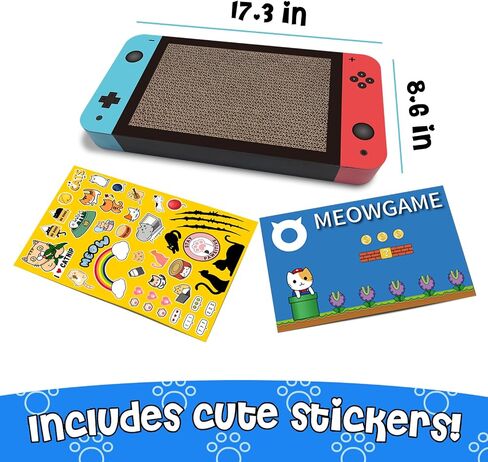Gaming Cat Scratcher, Double Sided Cat Scratching Pad with Stickers, Game Theme Cute Kitten Interactive Toy, Kitten Toy & Cat Scratching Pad in Saudi Arabia