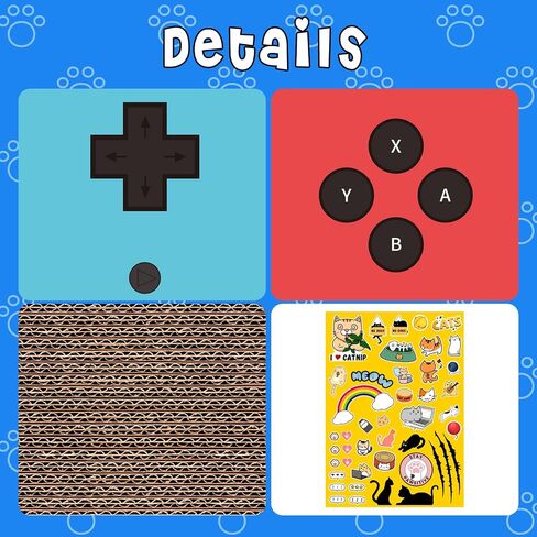 Gaming Cat Scratcher, Double Sided Cat Scratching Pad with Stickers, Game Theme Cute Kitten Interactive Toy, Kitten Toy & Cat Scratching Pad in Saudi Arabia