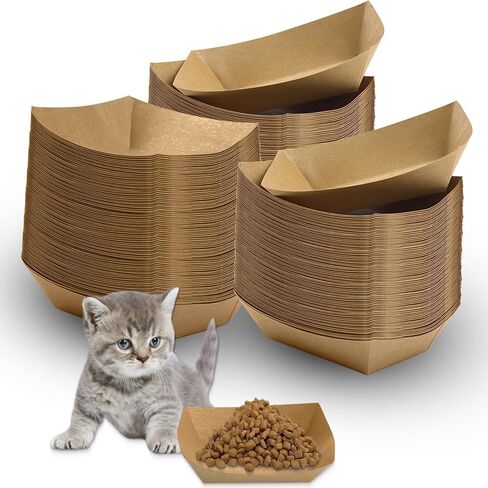 Disposable Pet Food Bowls, Thickened Disposable Pet Bowls, 100pcs Pet Disposable Feeding Bowls for Wet and Dry Food, Kitten, Puppy(9.44in x 6.49in) in Saudi Arabia