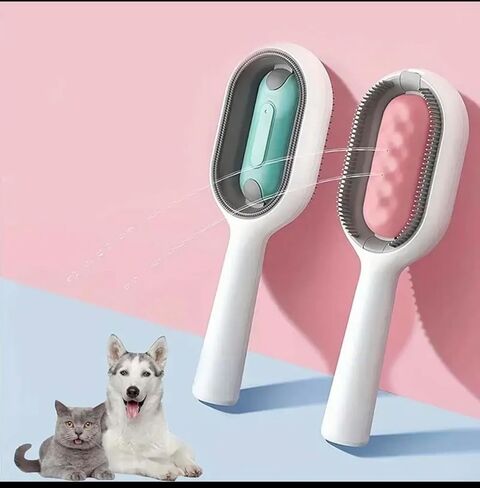 Cat Hair Brush with Water, Sticky Brush 2.0 for Cats, 4 in 1 Cat Grooming Brush, Pet Hair Removal Comb with Water Tank, Wet Cat Comb, 2 in 1 Cleaning Brush Cat, Blue in Saudi Arabia