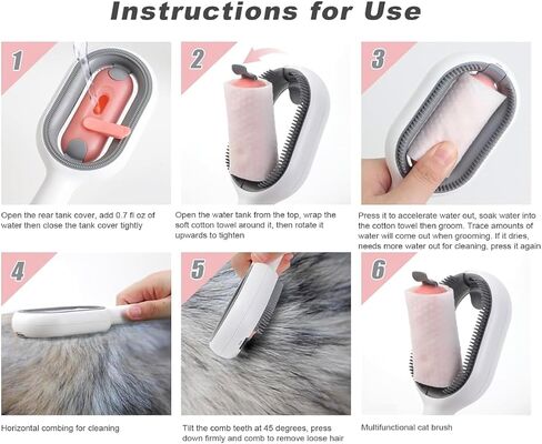 Cat Hair Brush with Water, Sticky Brush 2.0 for Cats, 4 in 1 Cat Grooming Brush, Pet Hair Removal Comb with Water Tank, Wet Cat Comb, 2 in 1 Cleaning Brush Cat, Blue in Saudi Arabia