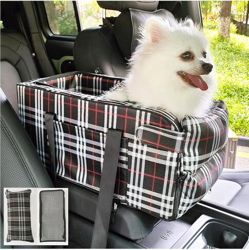 Center Console Dog Car Seat for Small Dogs Pets, Puppy Dog Booster Seat, Portable Pet Armrest Car Seat, Puppy Cat Car Seat with Adjustable Tether & Cushion in Saudi Arabia