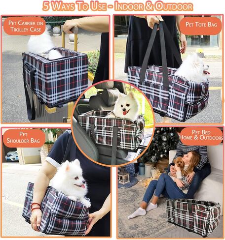 Center Console Dog Car Seat for Small Dogs Pets, Puppy Dog Booster Seat, Portable Pet Armrest Car Seat, Puppy Cat Car Seat with Adjustable Tether & Cushion in Saudi Arabia