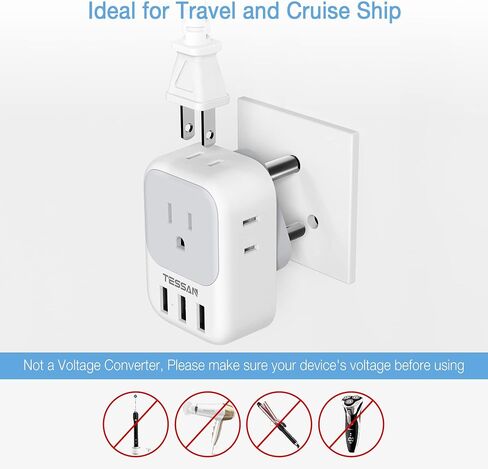 TESSAN South Africa Power Adapter, Type M Travel Plug Adaptor with 4 AC Outlets 3 USB Ports for US to South Africa Botswana Namibia Nepal in Saudi Arabia