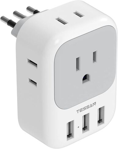 TESSAN South Africa Power Adapter, Type M Travel Plug Adaptor with 4 AC Outlets 3 USB Ports for US to South Africa Botswana Namibia Nepal in Saudi Arabia