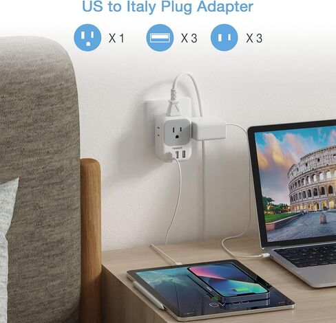 TESSAN South Africa Power Adapter, Type M Travel Plug Adaptor with 4 AC Outlets 3 USB Ports for US to South Africa Botswana Namibia Nepal in Saudi Arabia