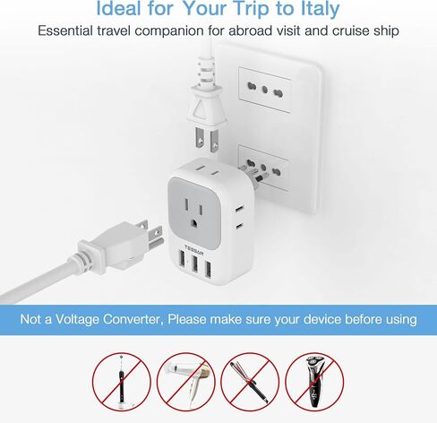 TESSAN South Africa Power Adapter, Type M Travel Plug Adaptor with 4 AC Outlets 3 USB Ports for US to South Africa Botswana Namibia Nepal in Saudi Arabia