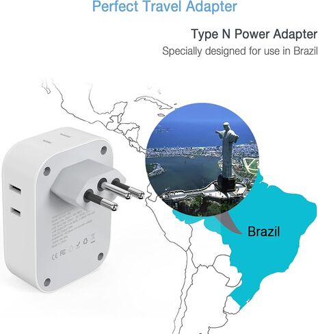 TESSAN South Africa Power Adapter, Type M Travel Plug Adaptor with 4 AC Outlets 3 USB Ports for US to South Africa Botswana Namibia Nepal in Saudi Arabia
