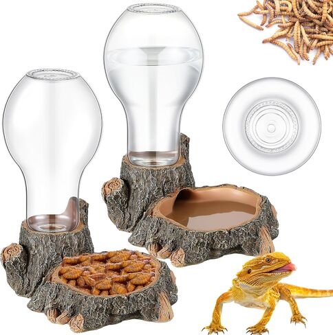 2 Pcs Automatic Reptile Water Dispenser 13.5oz Large Bearded Dragon Water Bowl Reptile Water Dish Reptile Water Feeder for Terrarium Tank, Turtle, Geckos, Frog, Tortoise, Amphibians, lizards in Saudi Arabia