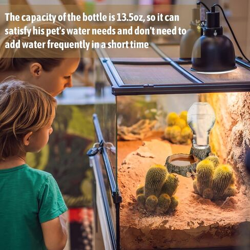 2 Pcs Automatic Reptile Water Dispenser 13.5oz Large Bearded Dragon Water Bowl Reptile Water Dish Reptile Water Feeder for Terrarium Tank, Turtle, Geckos, Frog, Tortoise, Amphibians, lizards in Saudi Arabia