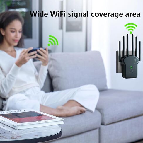 WiFi Extender, 6-Antenna 360 ° Full Coverage Home WiFi Extender, Signal Enhancer, Ultra Stable WiFi Repeater, Coverage Area Up to (11800 Sq.Ft),Ireless Signal Enhancer with 2 Ethernet Ports in Saudi Arabia
