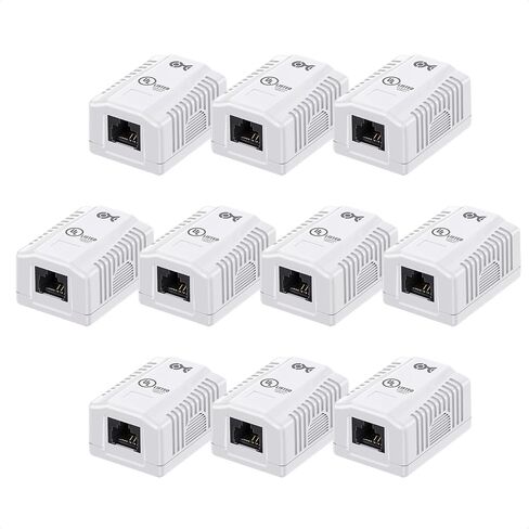 [مدرج في قائمة UL] Cable Matters 5-Pack Cat6 RJ45 Surface Mount Box، 1 منفذ، أبيض in Kuwait